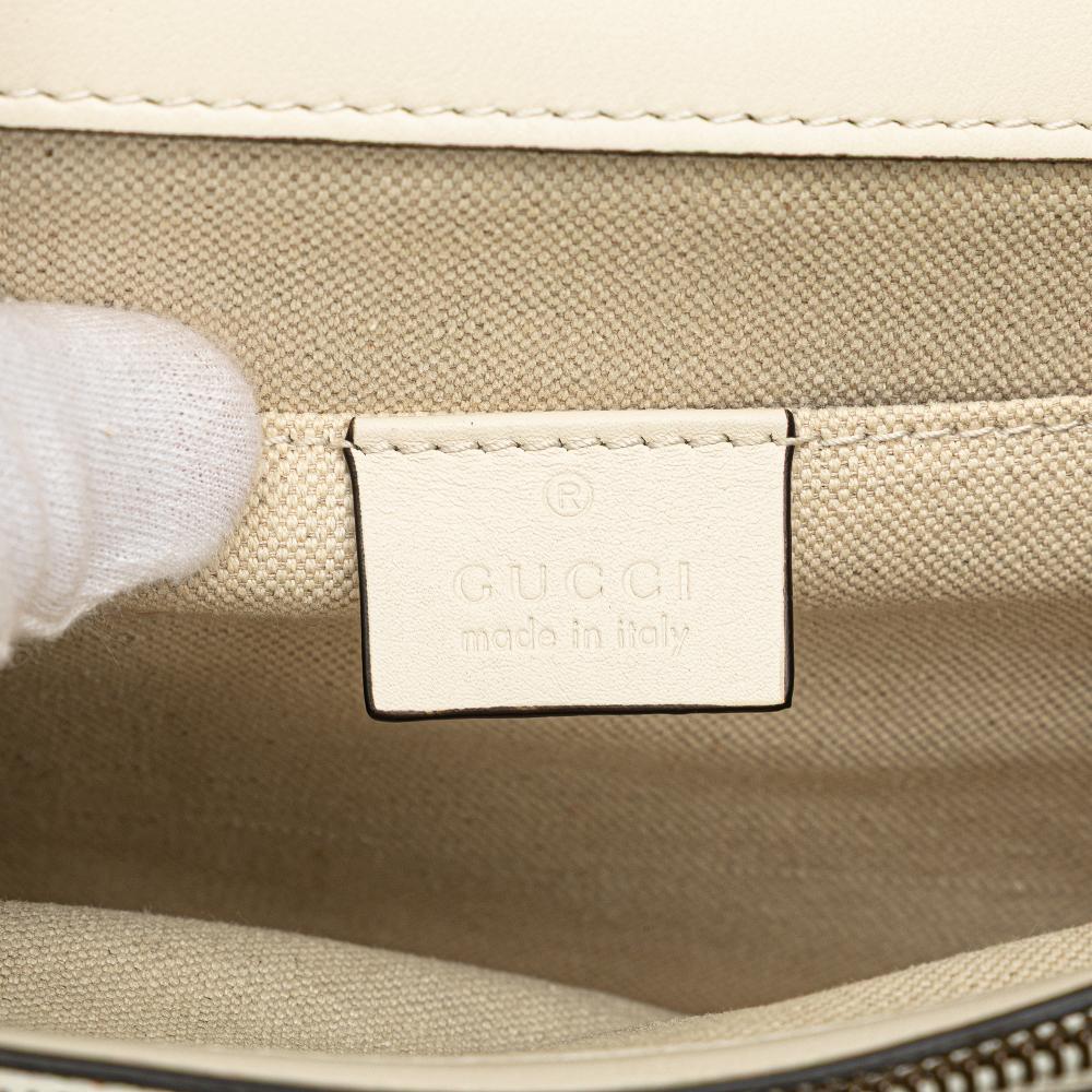 Gucci B Gucci White Calf Leather Medium Bamboo Dionysus Web Satchel Italy