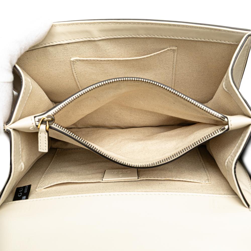 Gucci B Gucci White Calf Leather Medium Bamboo Dionysus Web Satchel Italy