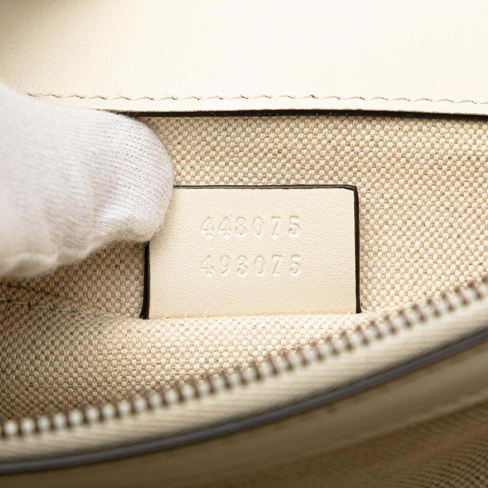 Gucci B Gucci White Calf Leather Medium Bamboo Dionysus Web Satchel Italy