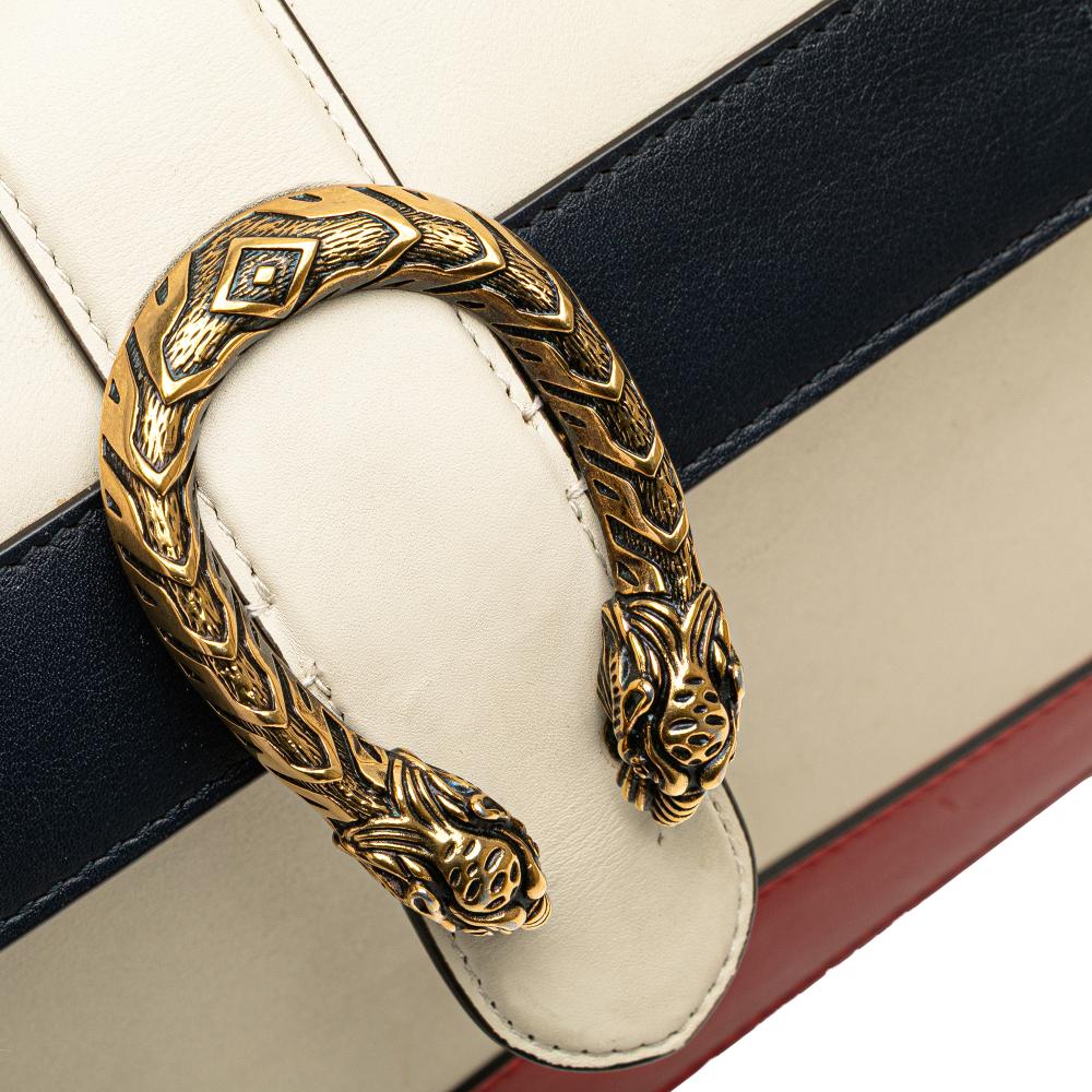 Gucci B Gucci White Calf Leather Medium Bamboo Dionysus Web Satchel Italy