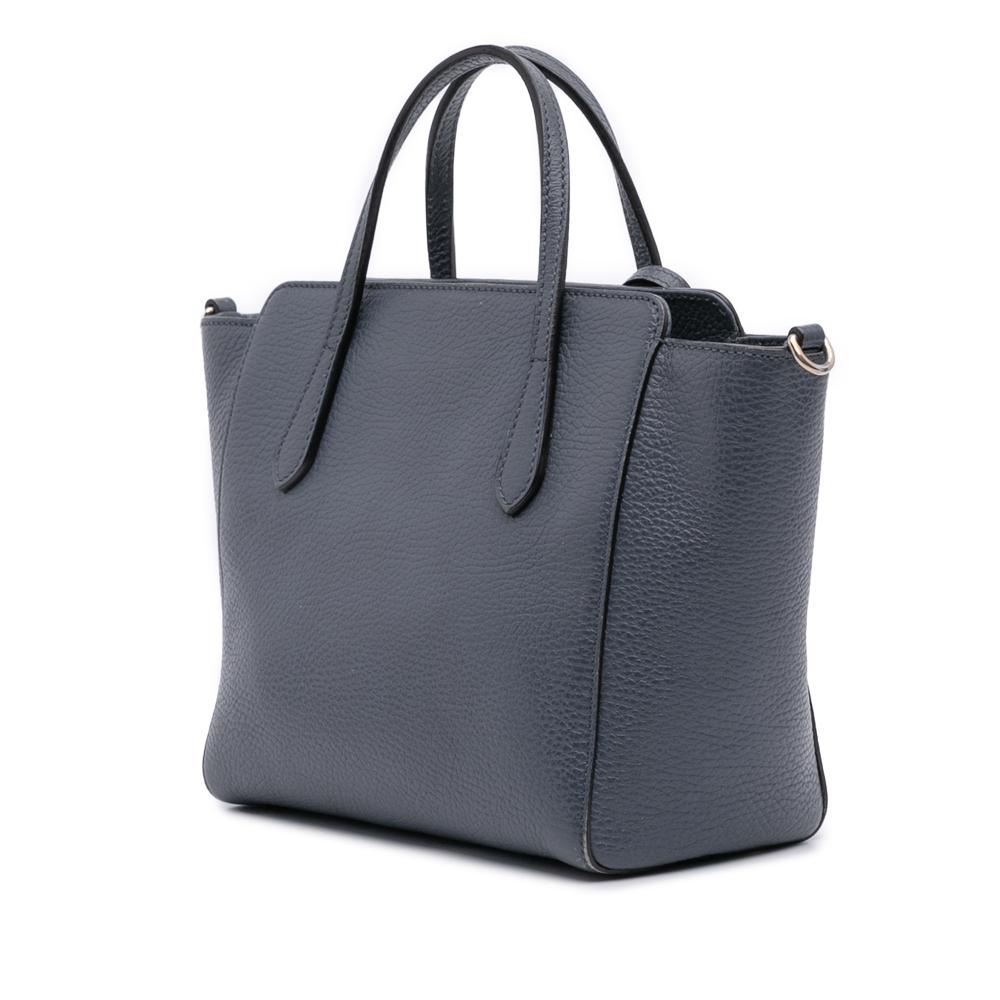 Gucci B Gucci Blue Navy Calf Leather Mini Swing Satchel Italy