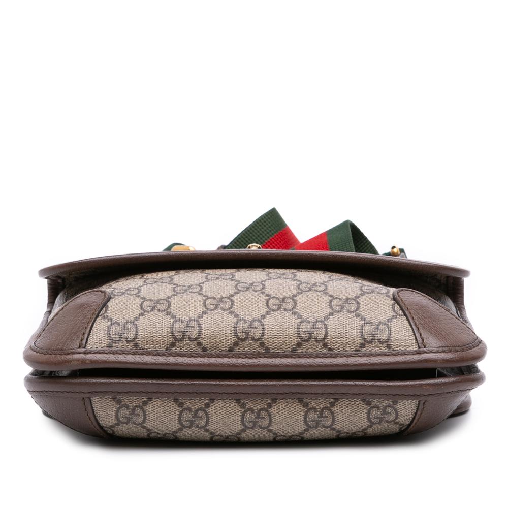 Gucci Brown Small GG Supreme Web Neo Vintage Double Flap Messenger Bag Italy