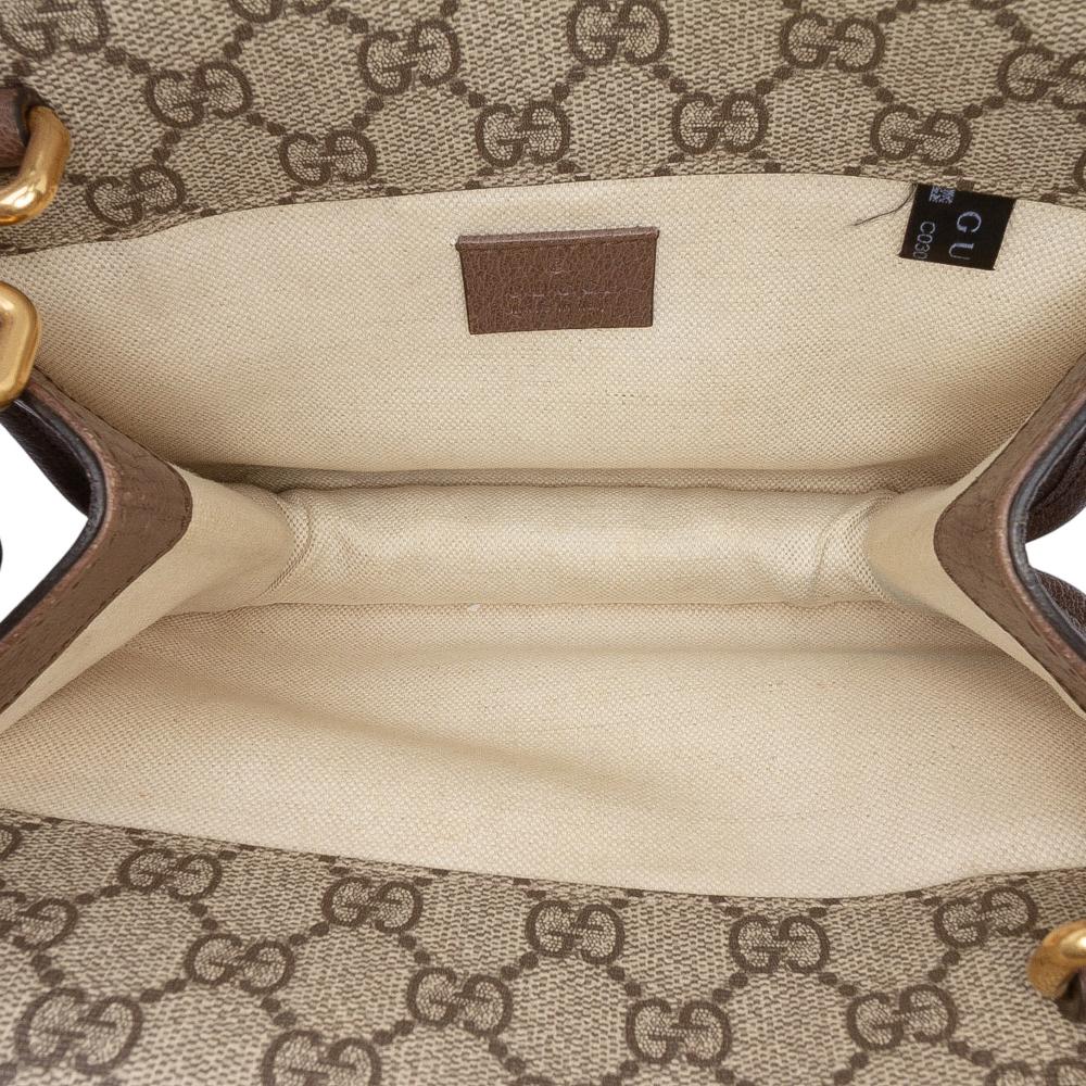 Gucci Brown Small GG Supreme Web Neo Vintage Double Flap Messenger Bag Italy