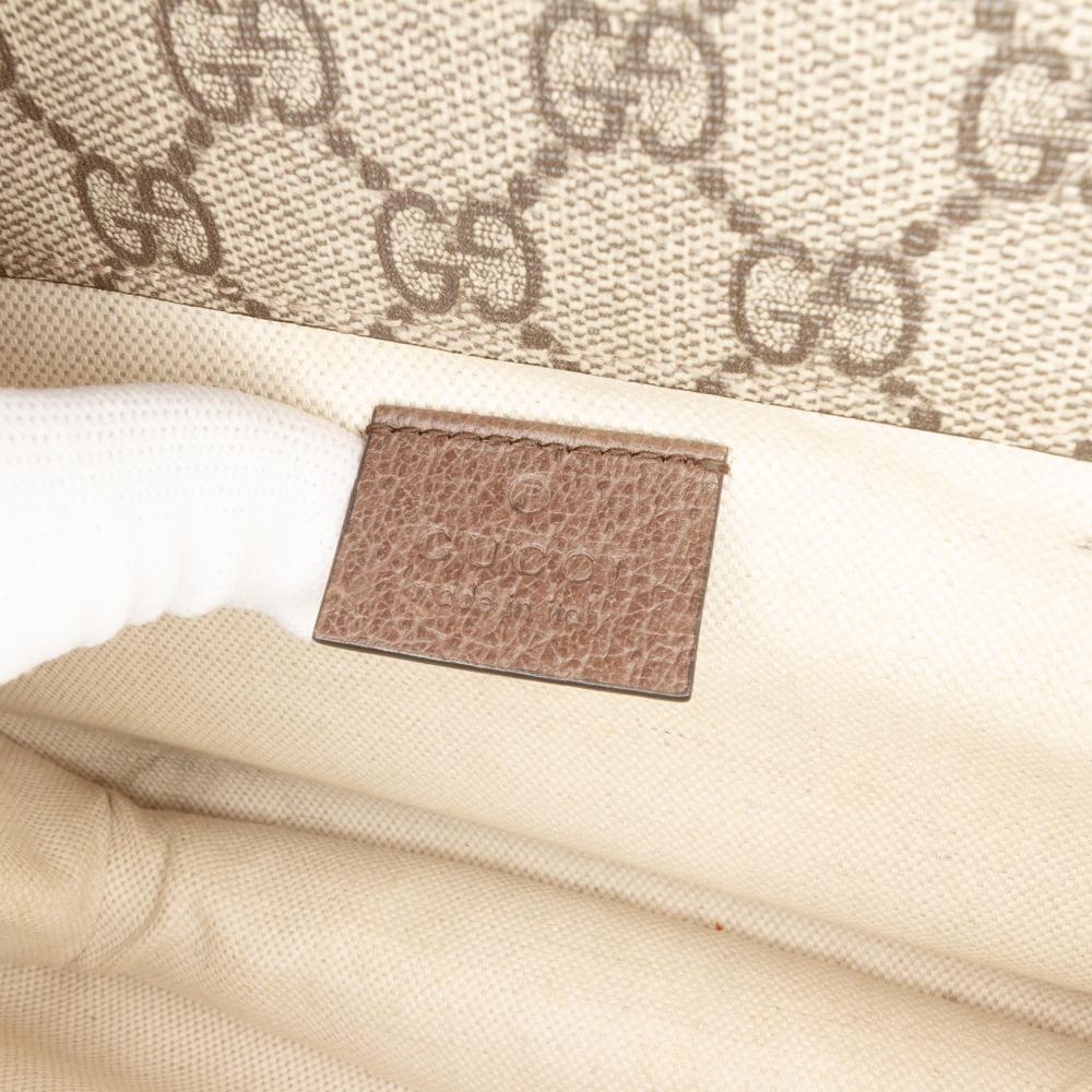 Gucci Brown Small GG Supreme Web Neo Vintage Double Flap Messenger Bag Italy