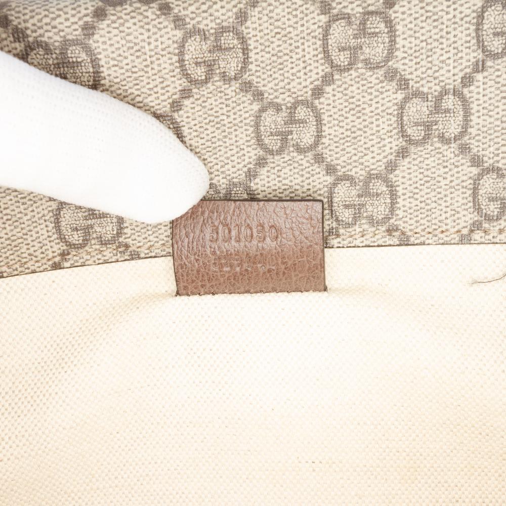 Gucci Brown Small GG Supreme Web Neo Vintage Double Flap Messenger Bag Italy
