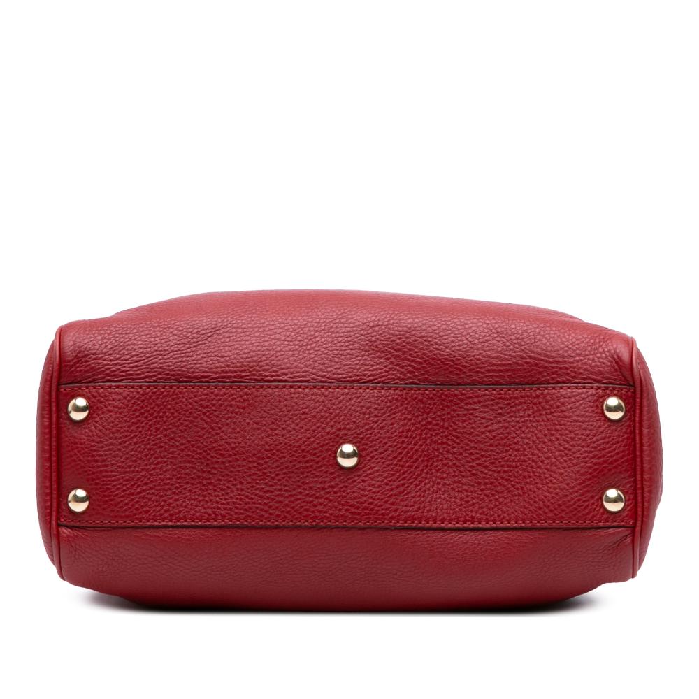 Gucci AB Gucci Red Calf Leather Small skin Bamboo Shopper Satchel Italy