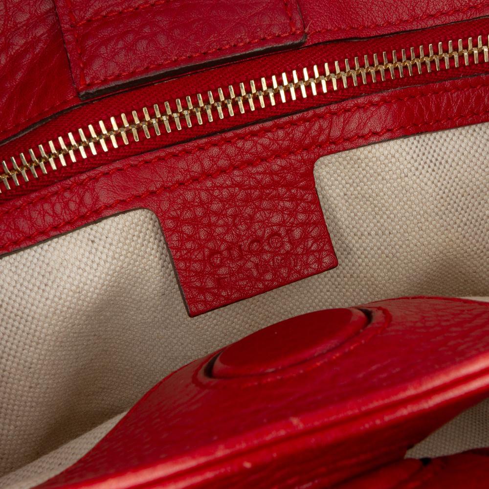 Gucci AB Gucci Red Calf Leather Small skin Bamboo Shopper Satchel Italy