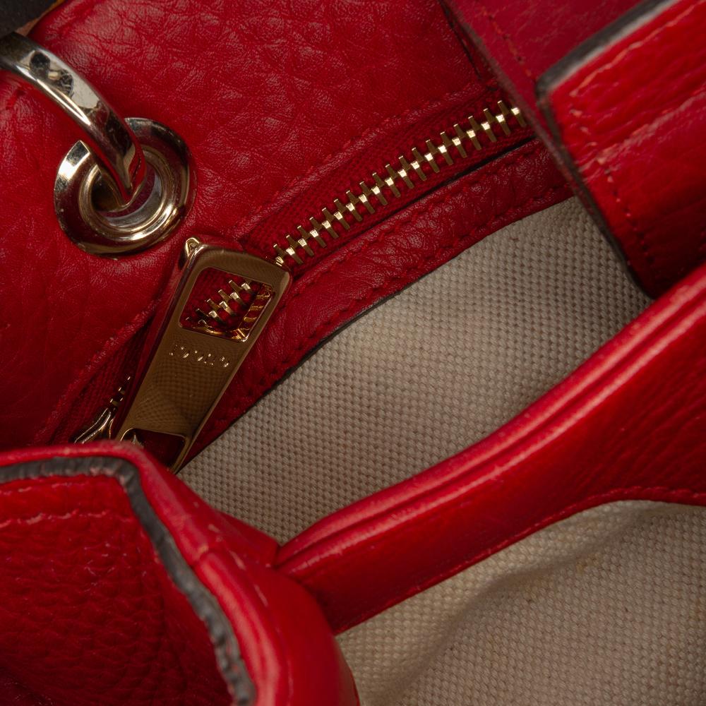 Gucci AB Gucci Red Calf Leather Small skin Bamboo Shopper Satchel Italy