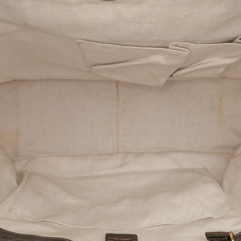 Gucci B Gucci Brown Beige Canvas Fabric Medium Diamante 1973 Handbag Italy