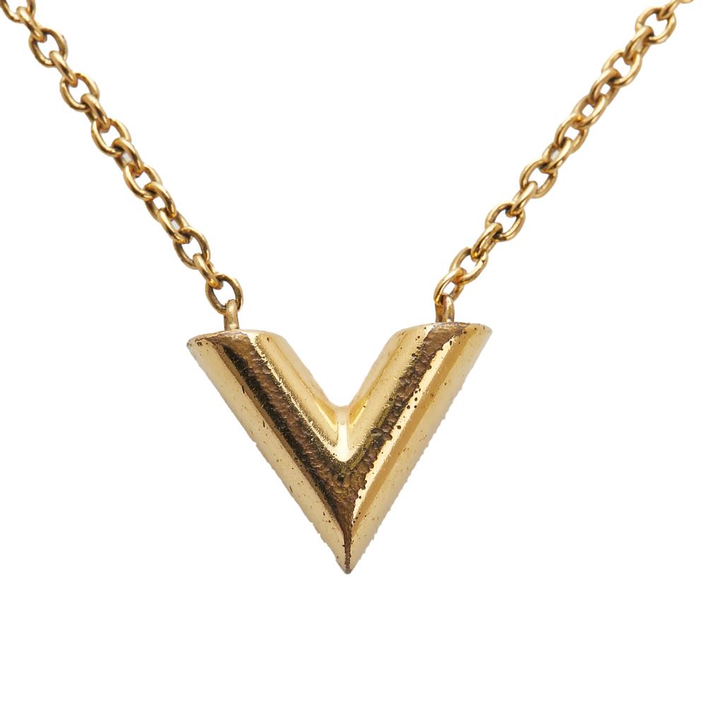Louis Vuitton B Louis Vuitton Gold Gold Plated Metal Essential V Necklace Italy