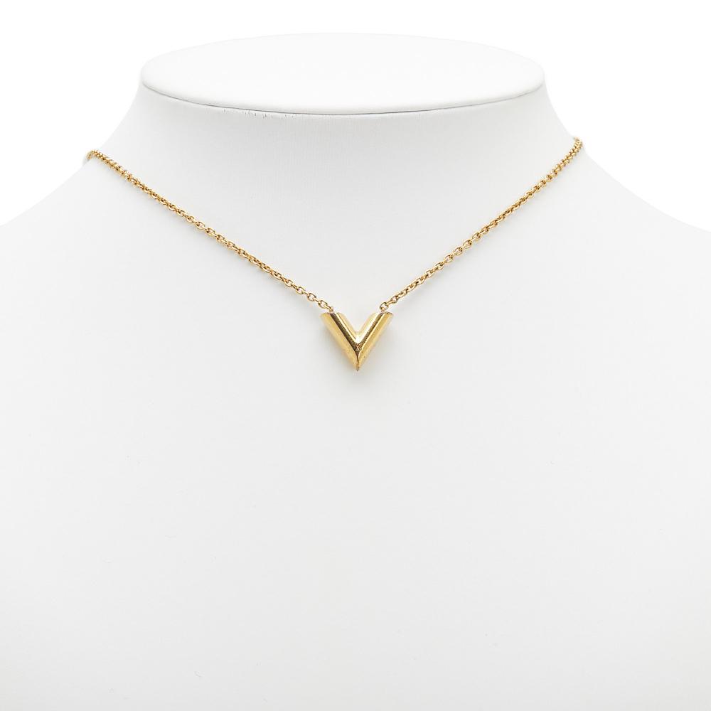 Louis Vuitton B Louis Vuitton Gold Gold Plated Metal Essential V Necklace Italy