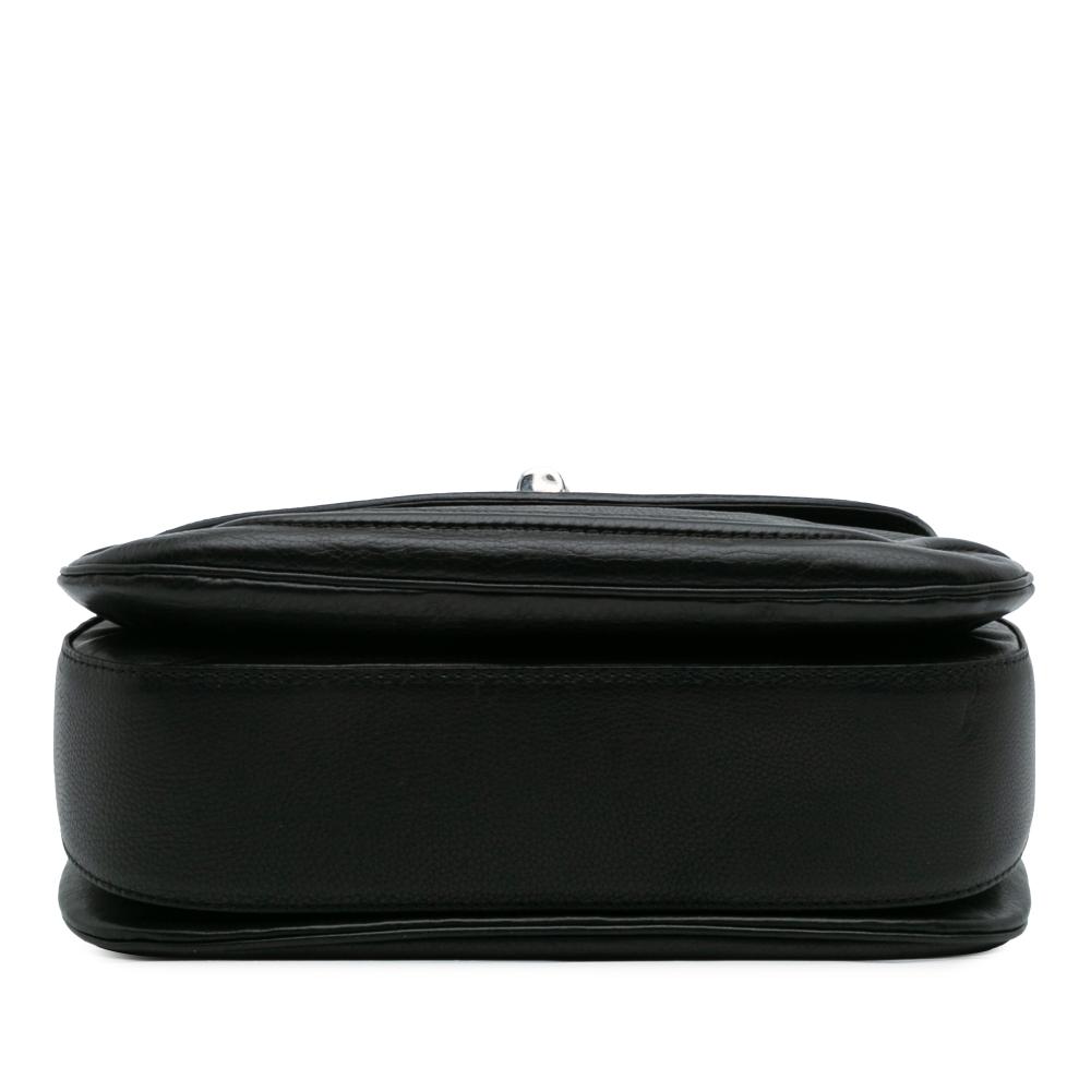 Gucci B Gucci Black Calf Leather Large Pebbled skin New Bamboo Top Handle Bag Italy