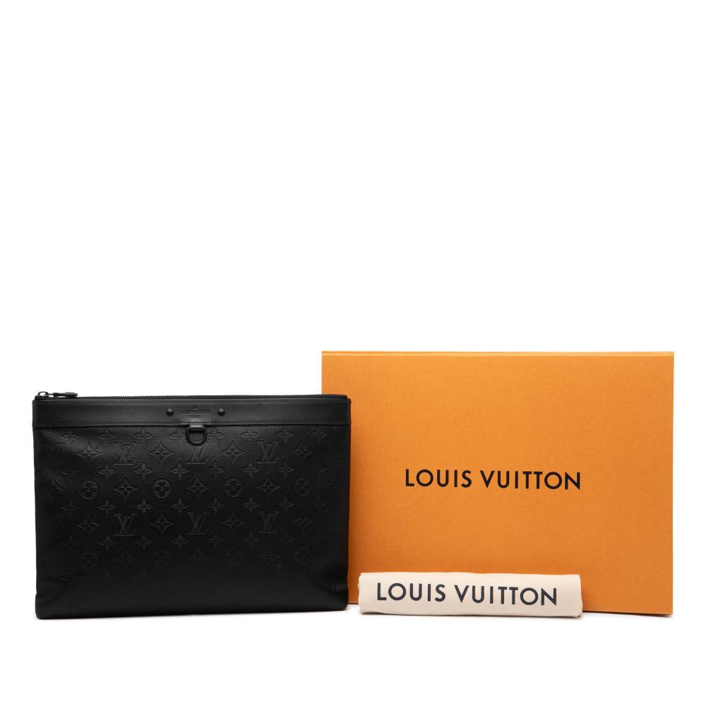 Louis Vuitton B Louis Vuitton Black Calf Leather Monogram Shadow Discovery Pochette Spain