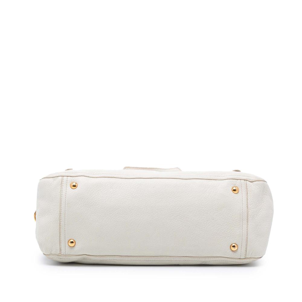 Miu Miu B Miu Miu White Goatskin Leather Cervo Deerskin East West Satchel Turkey