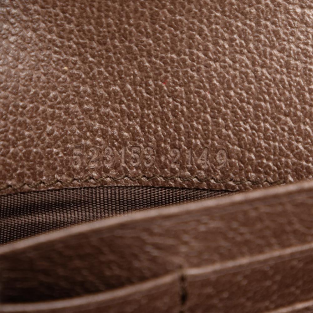 Gucci B Gucci Brown Coated Canvas Fabric GG Supreme Web Ophidia Continental Wallet Italy