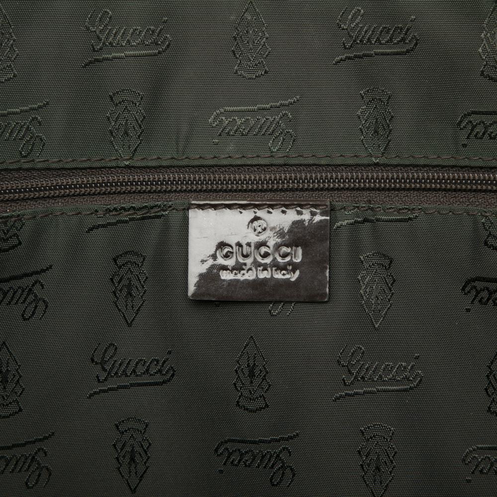 Gucci B Gucci Brown Beige Canvas Fabric GG Web Jolie Tote Italy