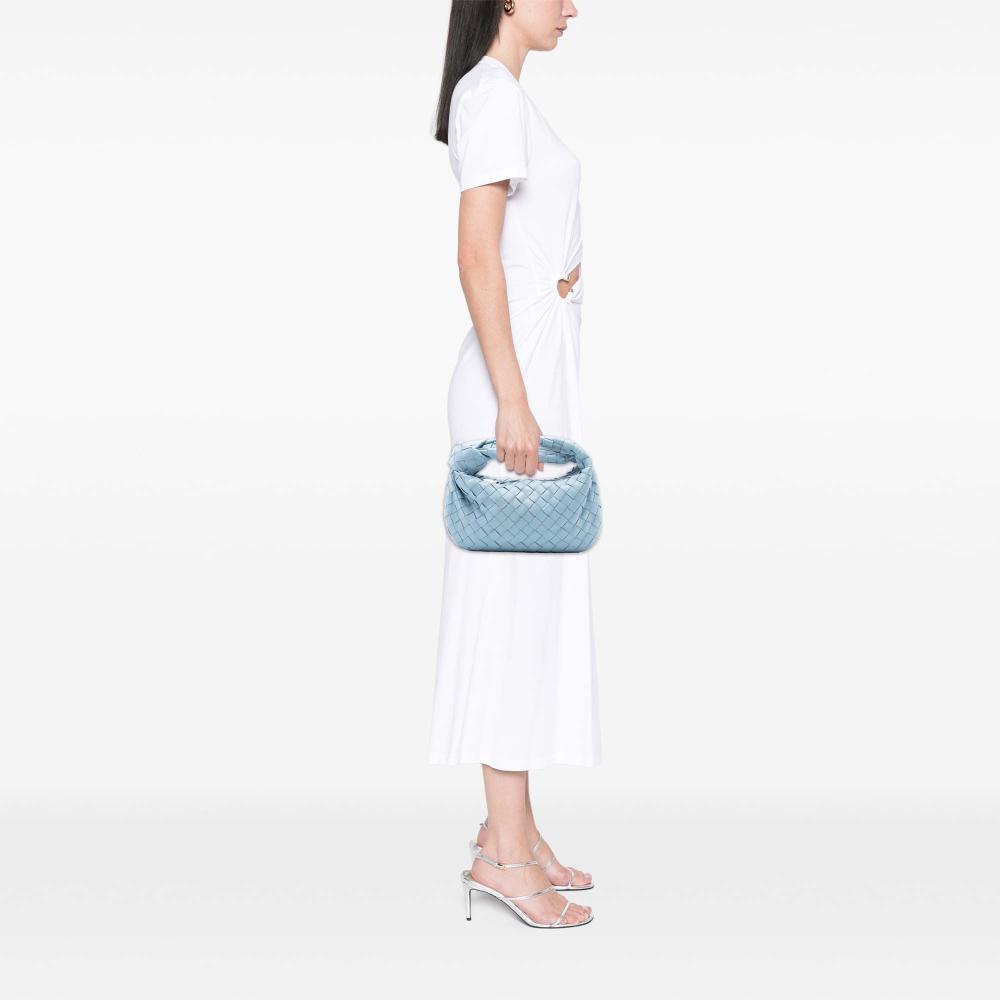 Bottega Veneta B Bottega Veneta Blue Light Blue Nappa Leather Leather Mini Nappa Intrecciato Jodie Italy