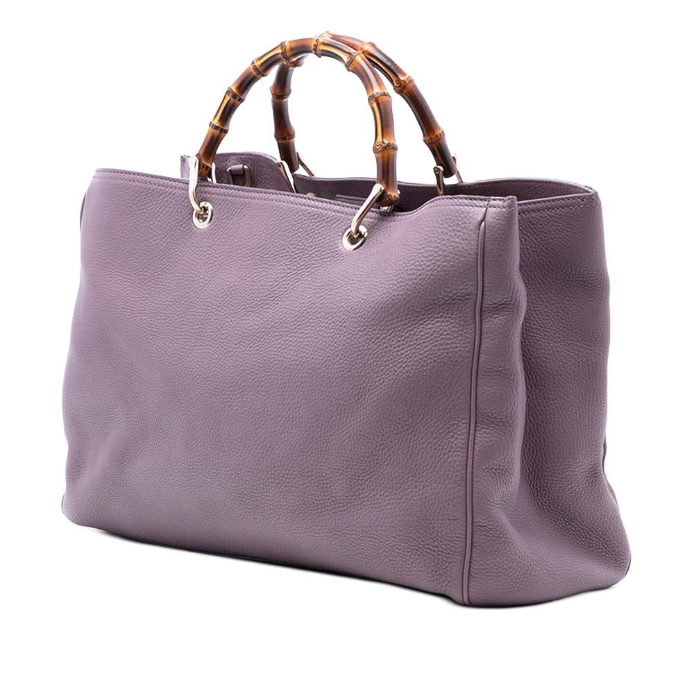Gucci AB Gucci Purple Calf Leather Large skin Bamboo Shopper Satchel Italy