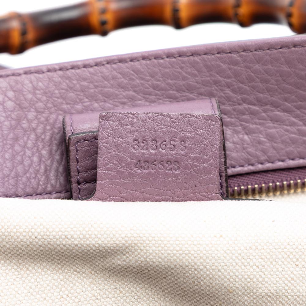 Gucci AB Gucci Purple Calf Leather Large skin Bamboo Shopper Satchel Italy