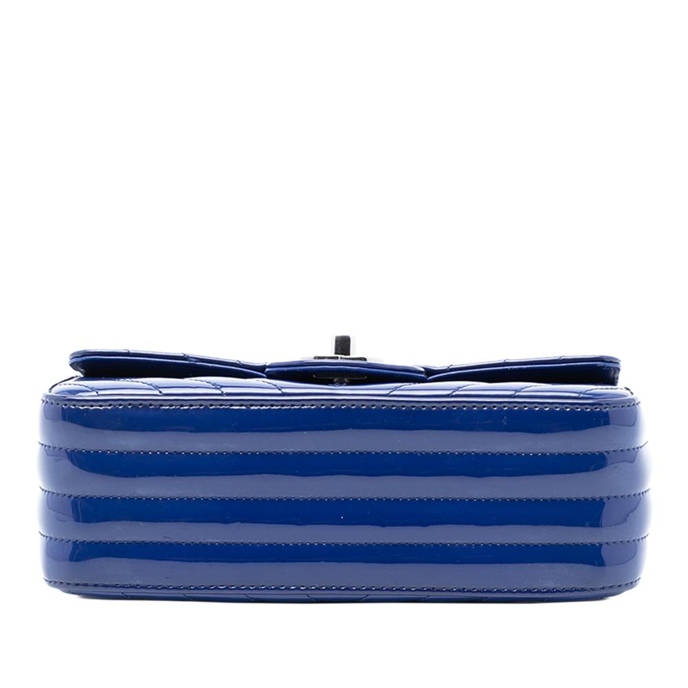 Chanel AB Chanel Blue Patent Leather Leather Mini Rectangular Classic Chevron Patent Single Flap Italy