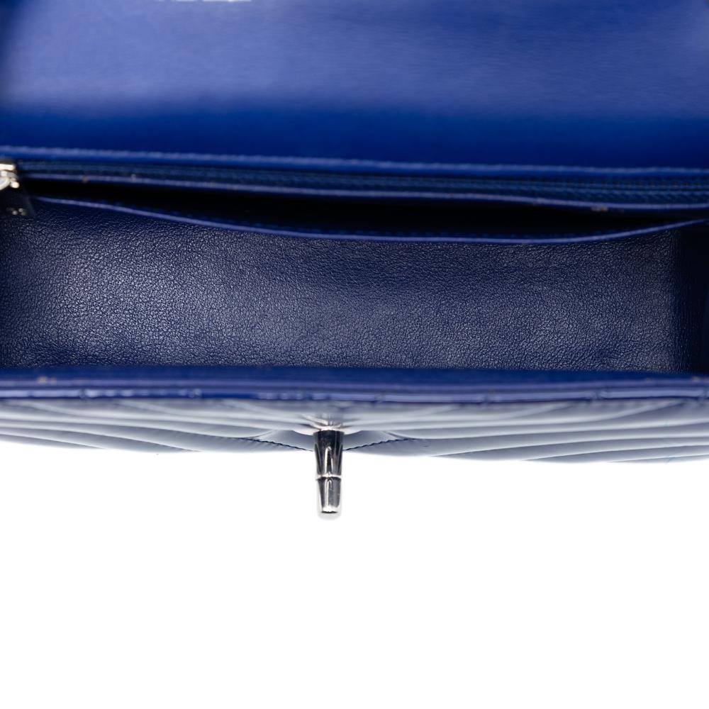 Chanel AB Chanel Blue Patent Leather Leather Mini Rectangular Classic Chevron Patent Single Flap Italy