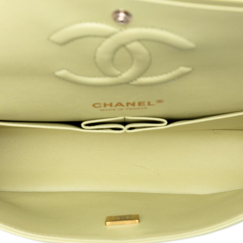 Chanel B Chanel Green Mint Lambskin Leather Leather Medium Classic Lambskin Double Flap France