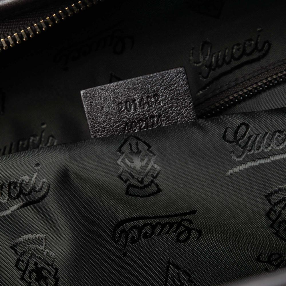 Gucci B Gucci Brown Dark Brown Calf Leather Guccissima Weekender Italy