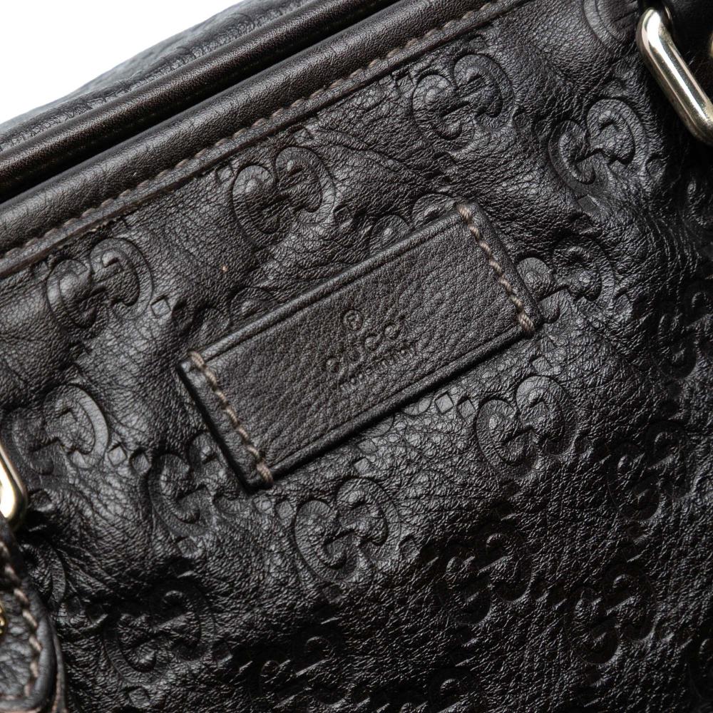 Gucci B Gucci Brown Dark Brown Calf Leather Guccissima Weekender Italy