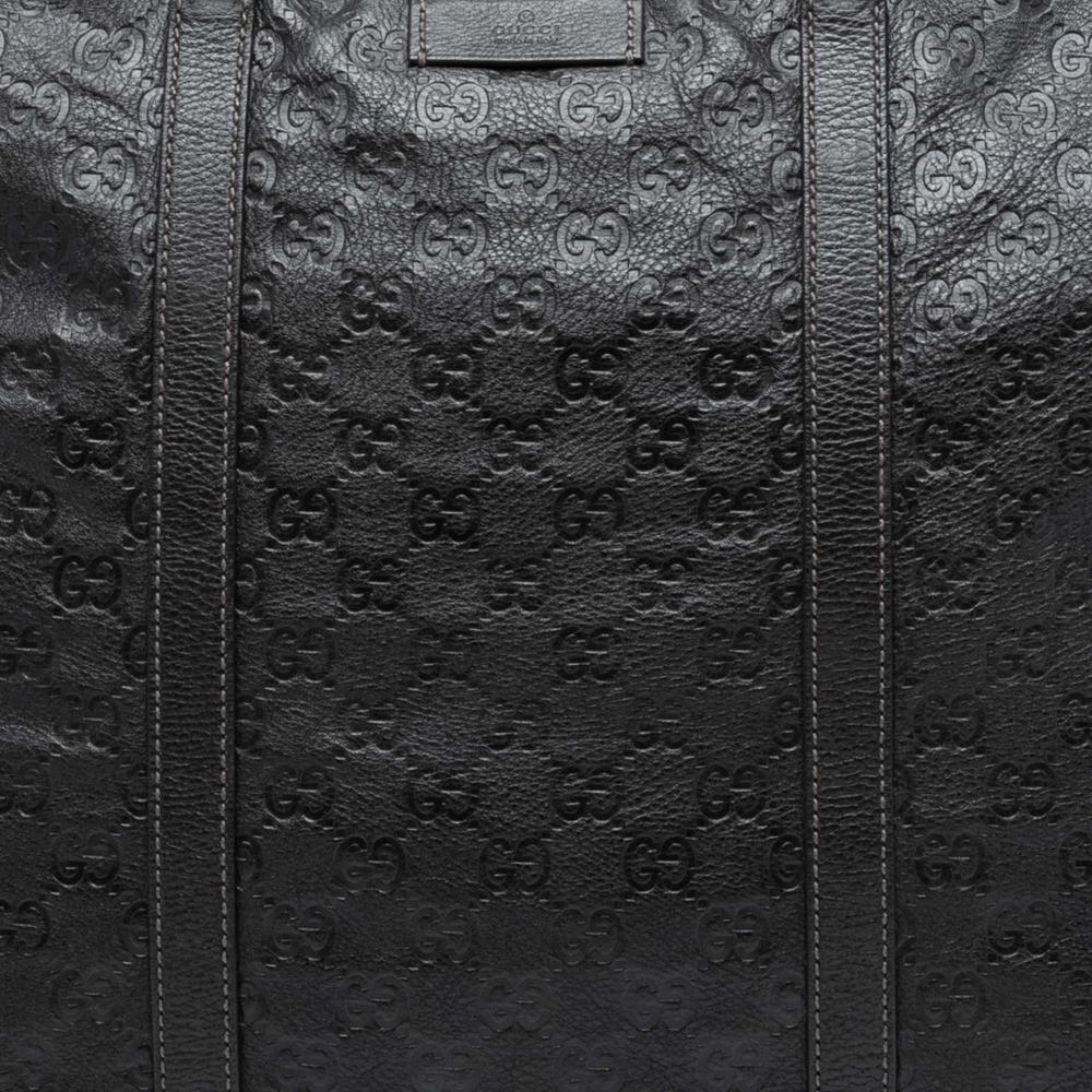 Gucci B Gucci Brown Dark Brown Calf Leather Guccissima Weekender Italy