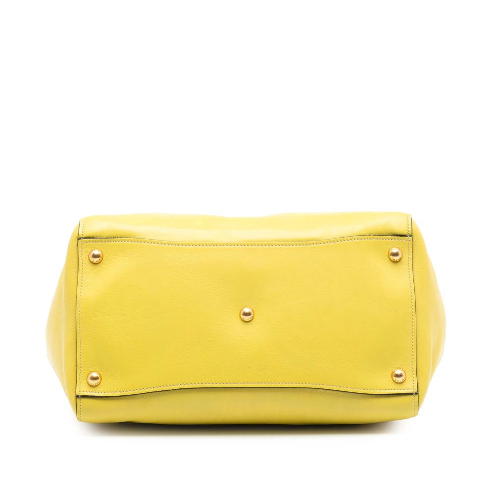Prada B Prada Yellow Calf Leather Vitello Daino Double Zip Convertible Tote Italy