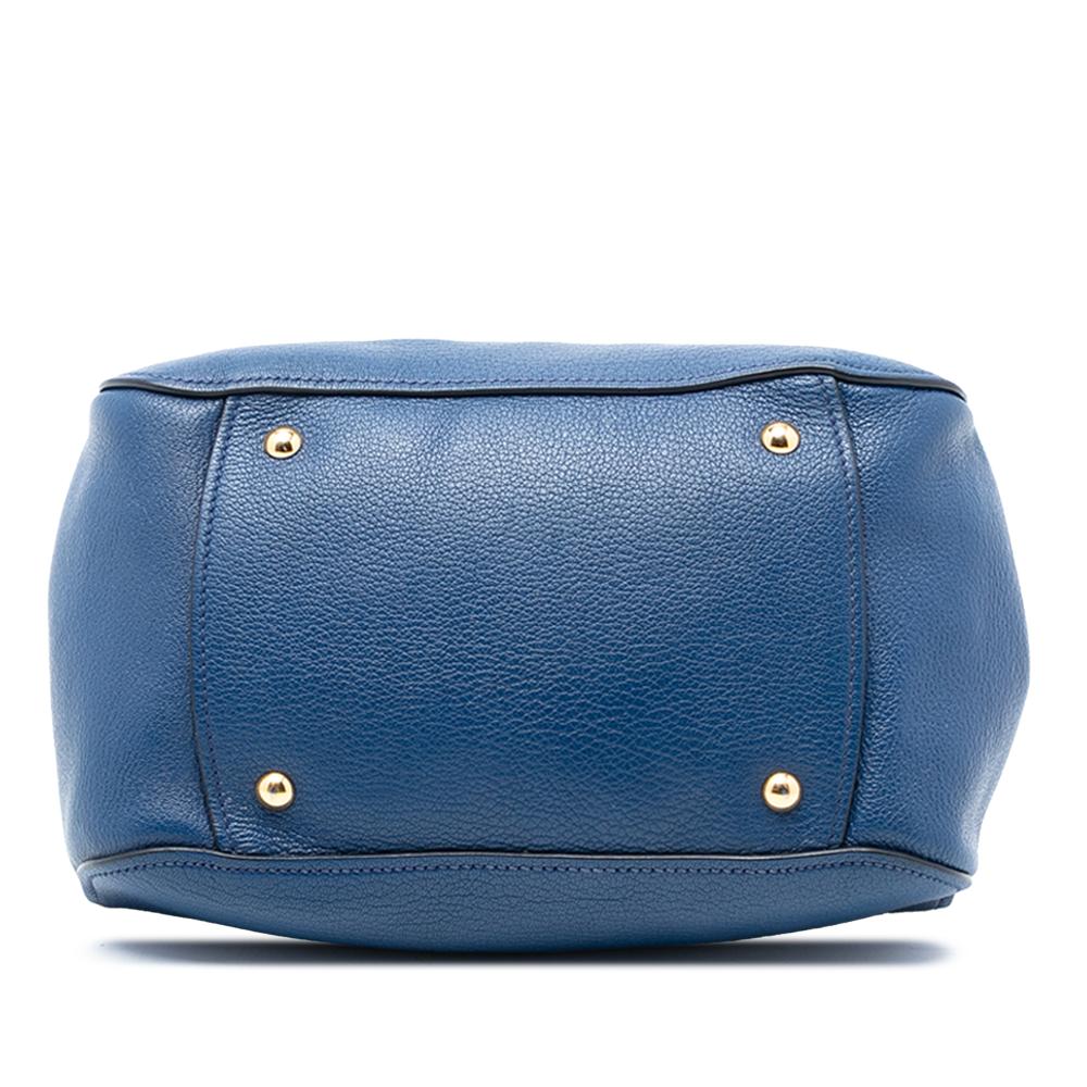 Miu Miu B Miu Miu Blue Goatskin Leather Madras Bowler Bag Italy