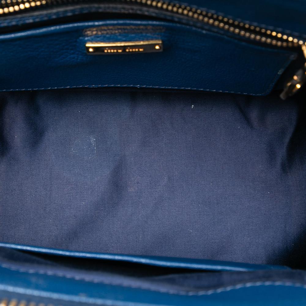 Miu Miu B Miu Miu Blue Goatskin Leather Madras Bowler Bag Italy