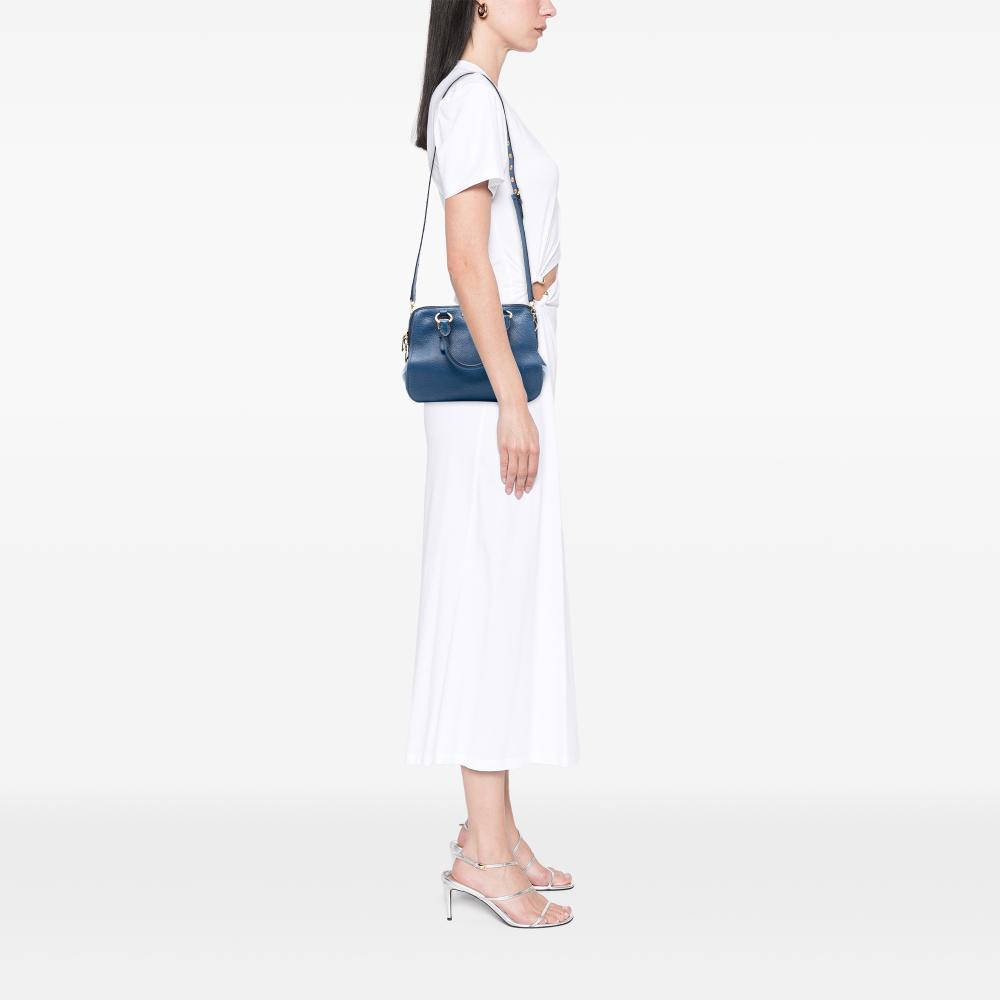 Miu Miu B Miu Miu Blue Goatskin Leather Madras Bowler Bag Italy