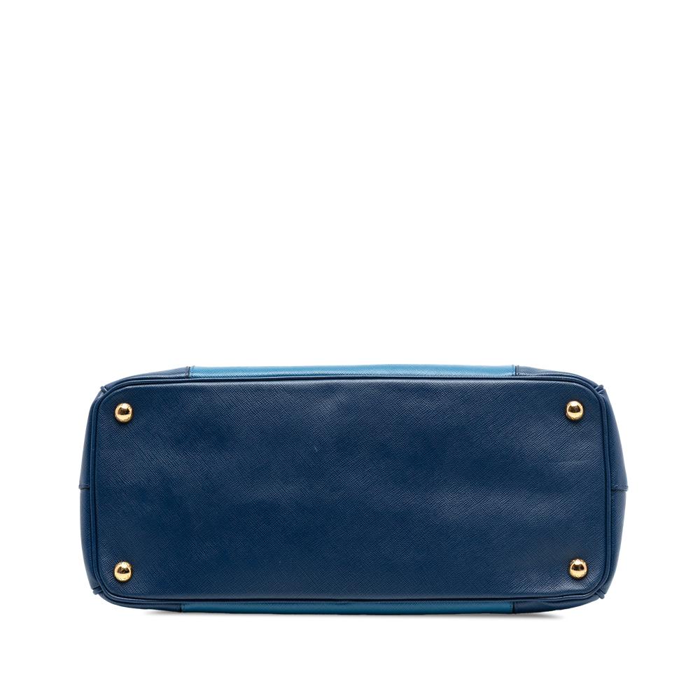 Prada AB Prada Blue Saffiano Leather Large Bicolor Lux Galleria Double Zip Satchel Italy