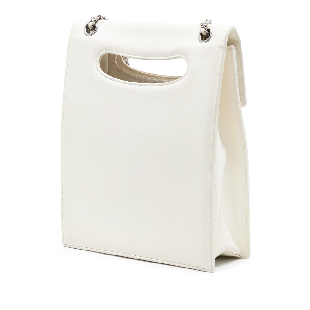 Chanel B Chanel White Lambskin Leather Leather Quilted Lambskin Delivery Cutout Handle Bag Italy
