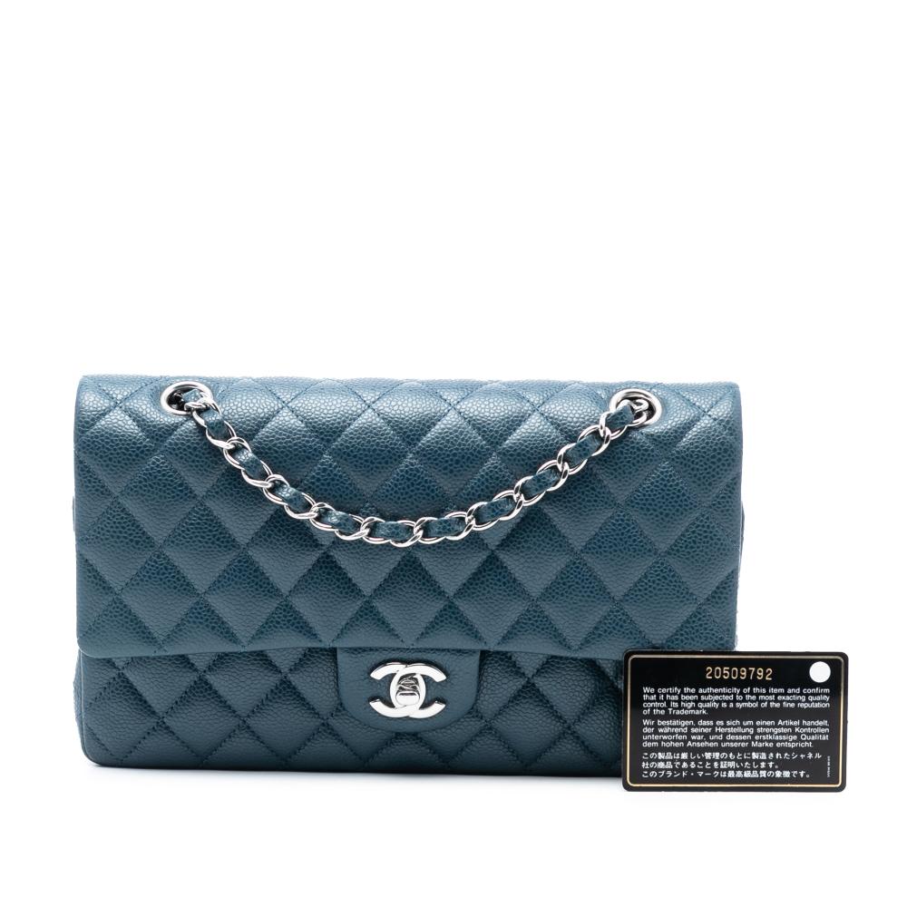 Chanel AB Chanel Blue Caviar Leather Leather Medium Classic Caviar Double Flap France