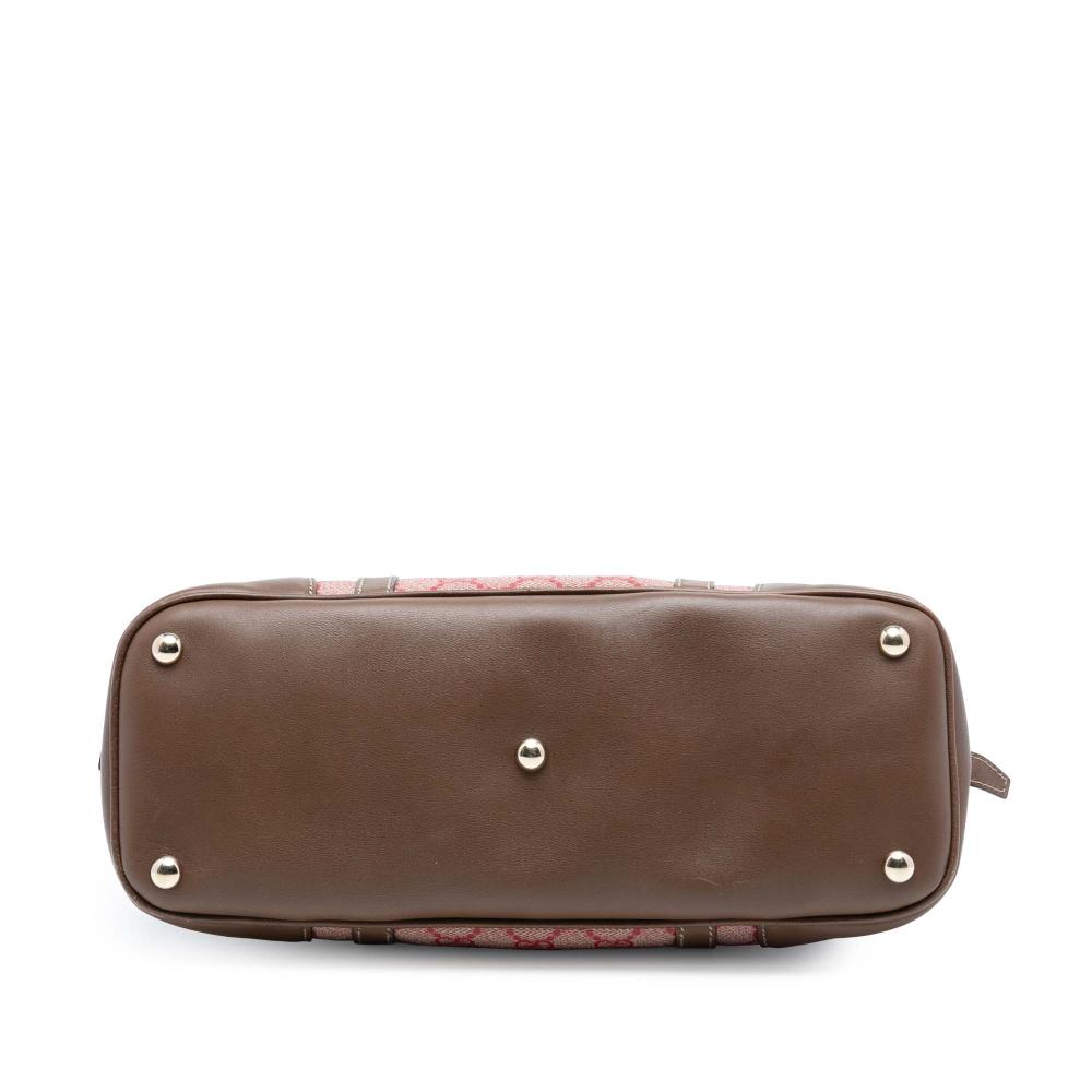 Gucci B Gucci Pink with Brown Coated Canvas Fabric Small GG Supreme Nice Dome Satchel Italy