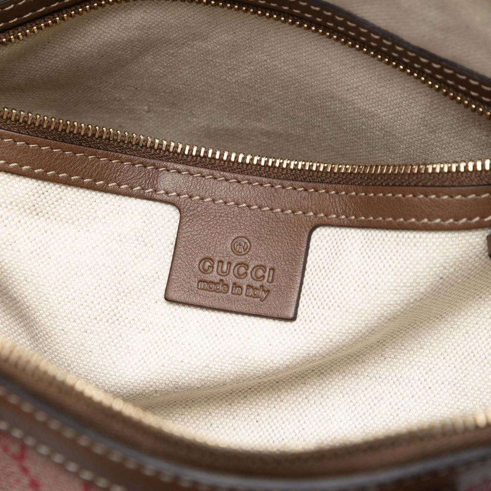 Gucci B Gucci Pink with Brown Coated Canvas Fabric Small GG Supreme Nice Dome Satchel Italy