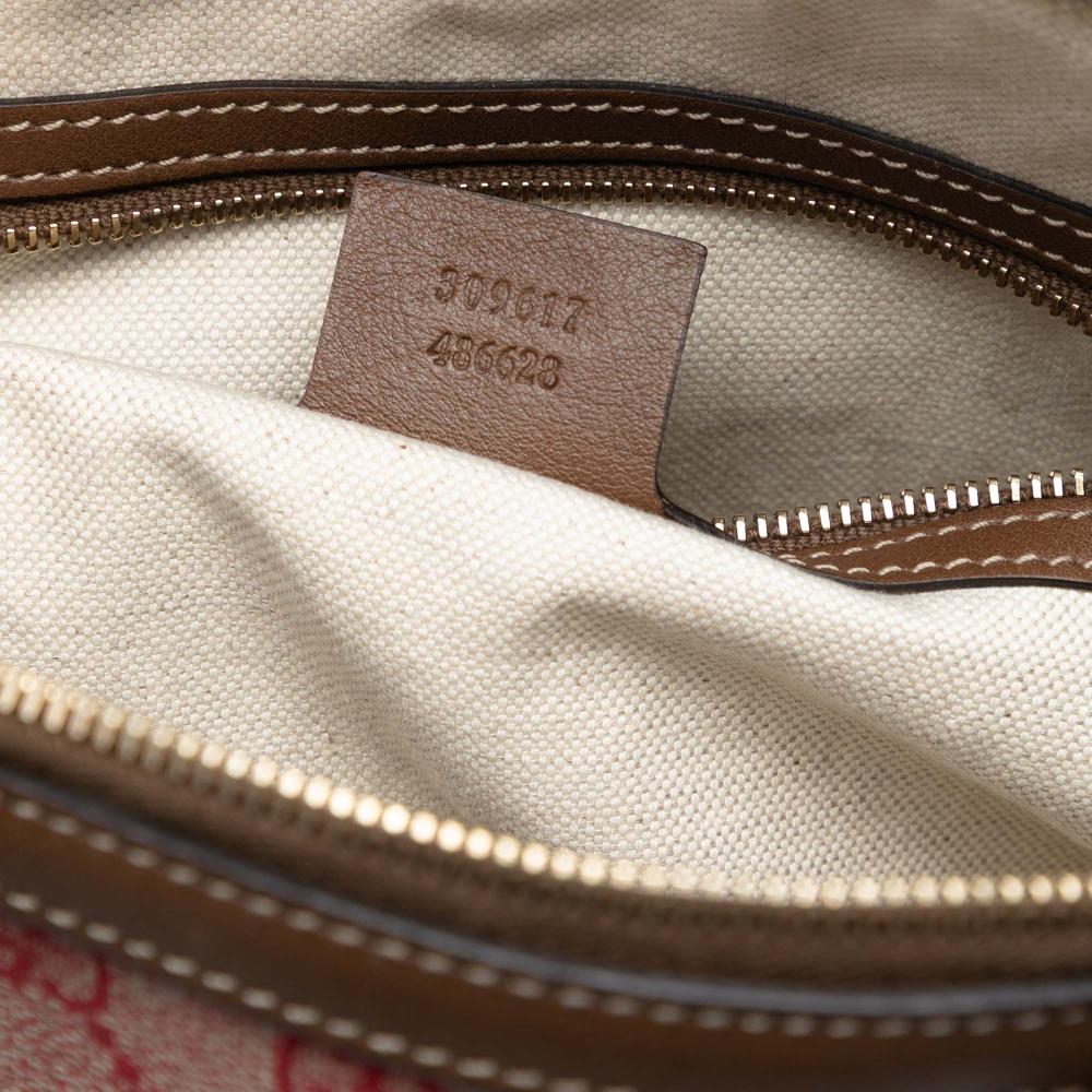 Gucci B Gucci Pink with Brown Coated Canvas Fabric Small GG Supreme Nice Dome Satchel Italy