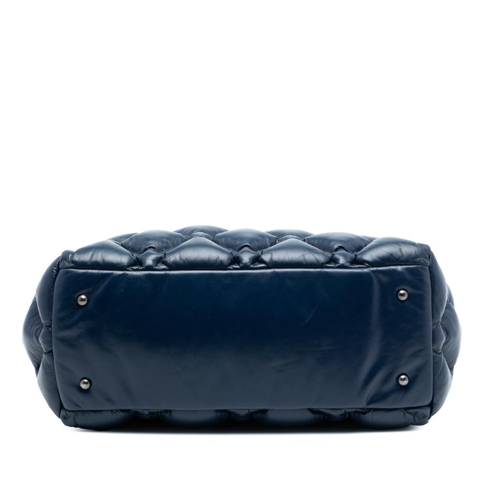Chanel AB Chanel Blue Dark Blue Calf Leather Large Quilted Chesterfield Shopping Tote Italy