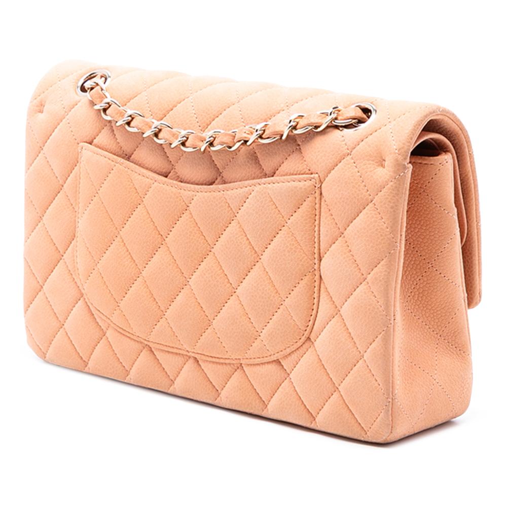 Chanel AB Chanel Orange Peach Caviar Leather Leather Medium Classic Caviar Double Flap France