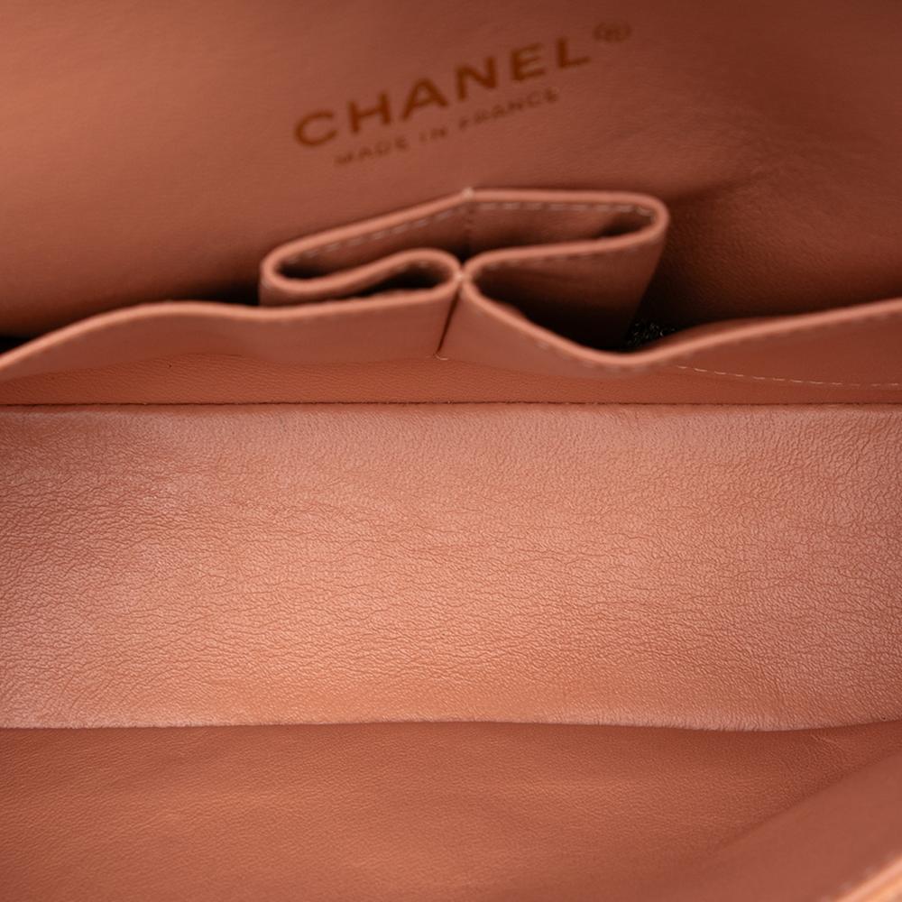 Chanel AB Chanel Orange Peach Caviar Leather Leather Medium Classic Caviar Double Flap France