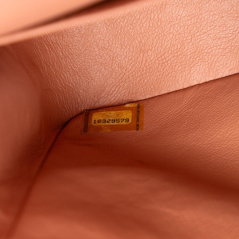 Chanel AB Chanel Orange Peach Caviar Leather Leather Medium Classic Caviar Double Flap France