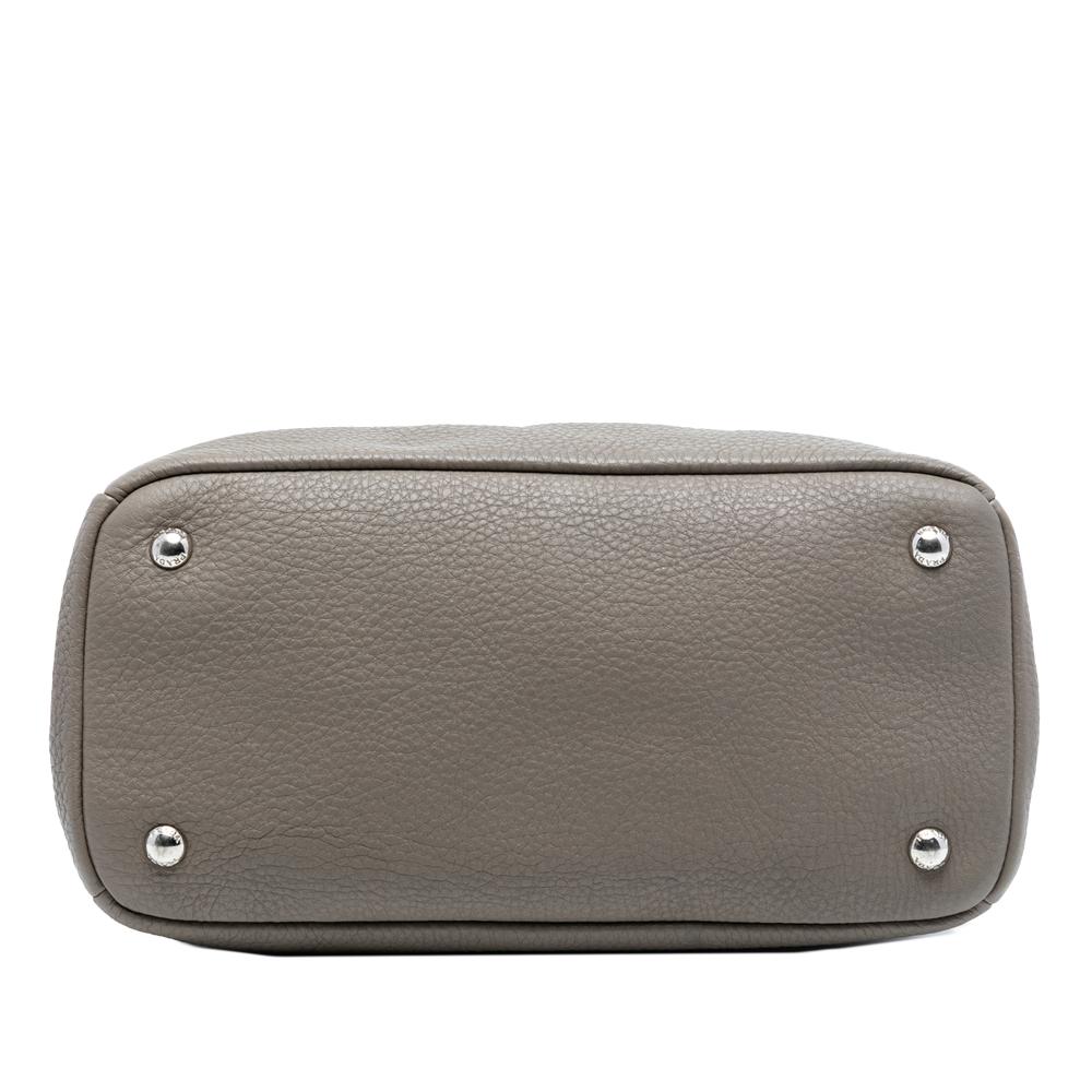 Prada B Prada Brown Taupe Calf Leather Vitello Daino Zip Top Convertible Tote Italy