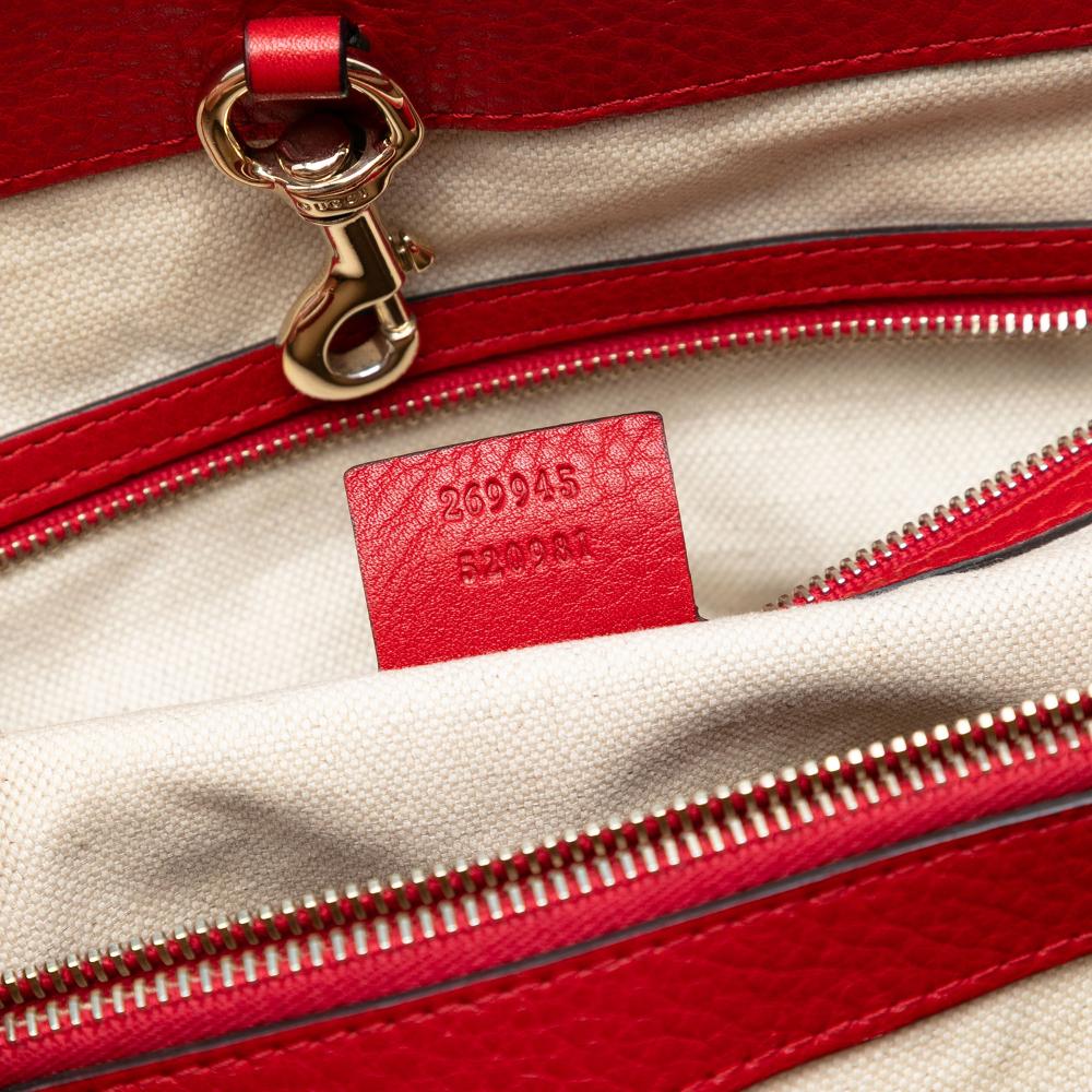 Gucci B Gucci Brown Beige with Red Canvas Fabric Medium GG Bella Tote Italy