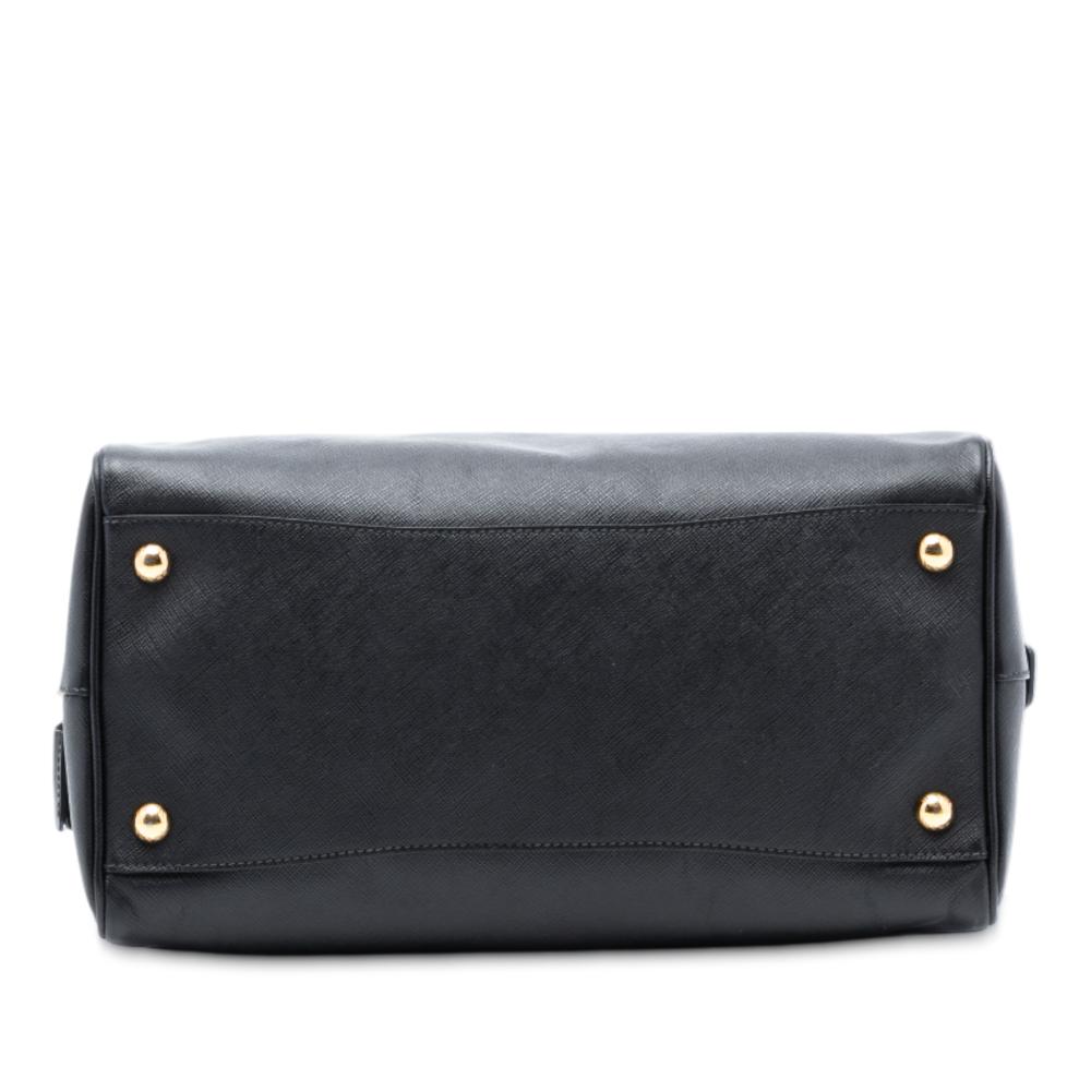 Prada B Prada Black Saffiano Leather Lux Boston Bag Italy