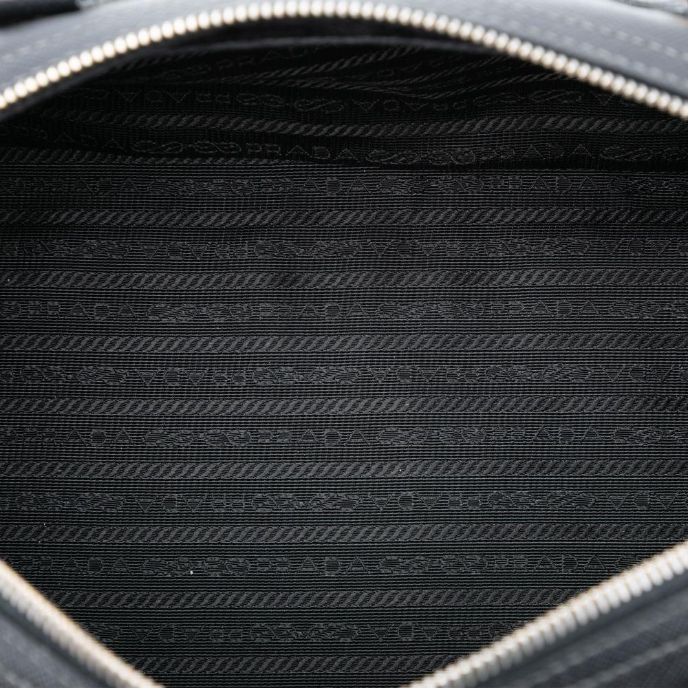 Prada B Prada Black Saffiano Leather Lux Boston Bag Italy