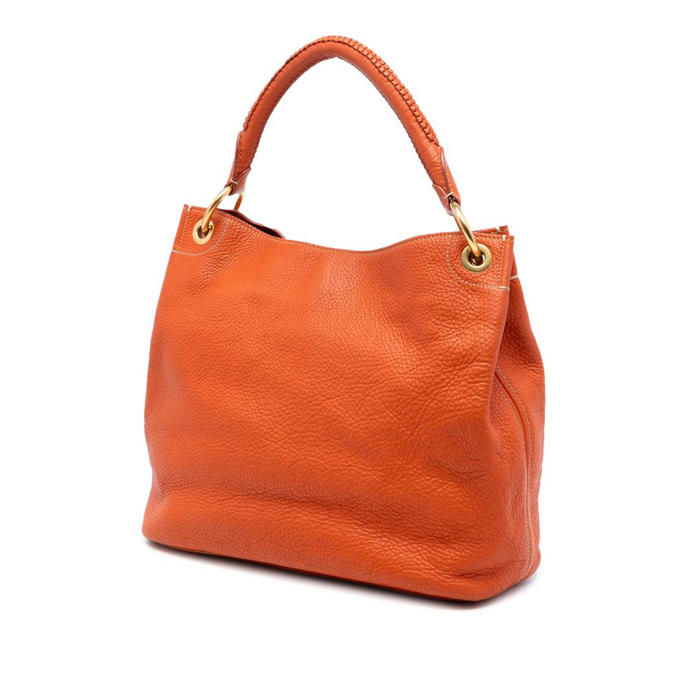 Prada AB Prada Orange Calf Leather Vitello Daino Hobo Italy