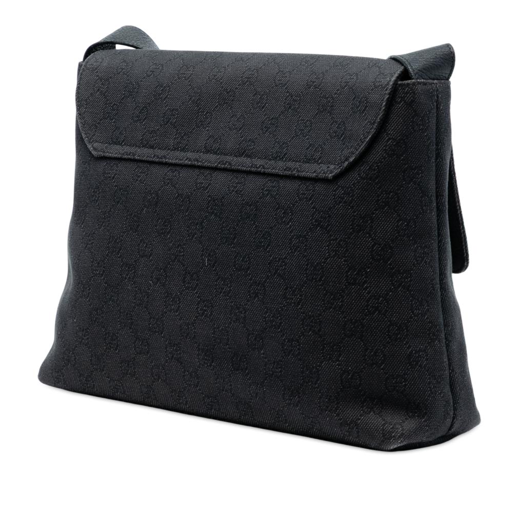 Gucci B Gucci Black Denim Fabric GG Messenger Bag Italy