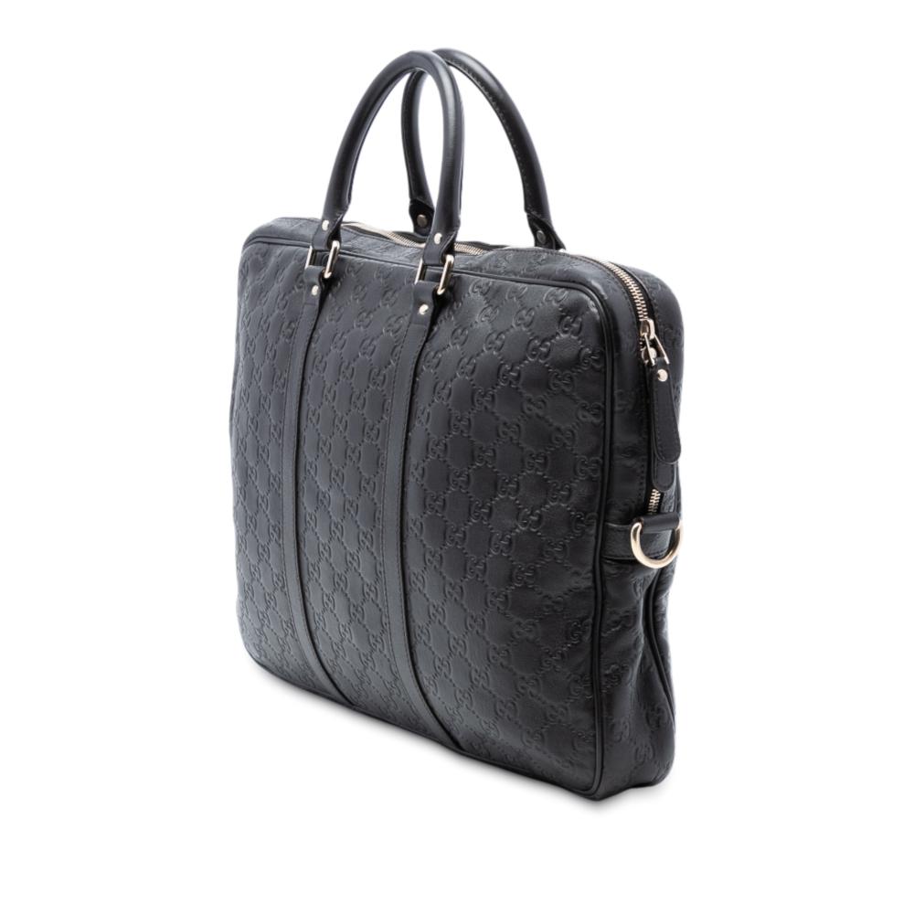 Gucci B Gucci Black Calf Leather Guccissima Business Bag Italy